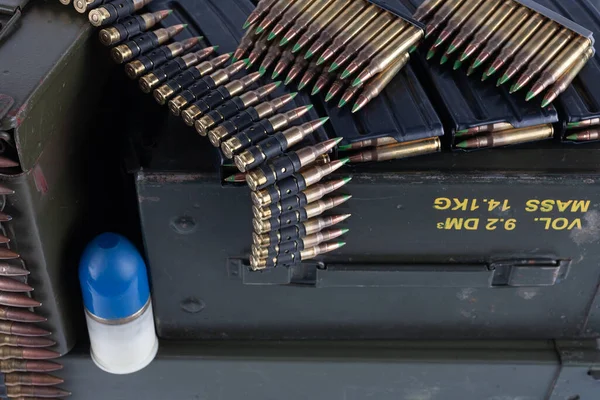 Ammunition Belt Cartridges Ammunition Boxes — Stock Photo, Image