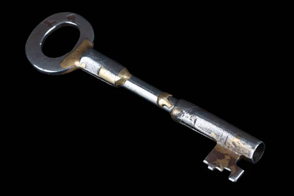 Старый Ржавый Ключ Черном Фоне — стоковое фото