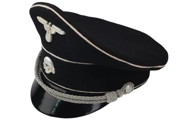 德国纳粹党卫队1932 1934年黑色饲料帽图案 白色背景孤立 — 图库照片