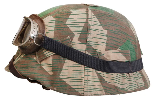 Немецкий Шлем Нацистской Армии Защитными Очками Камуфляжной Крышкой Тип Splinter — стоковое фото