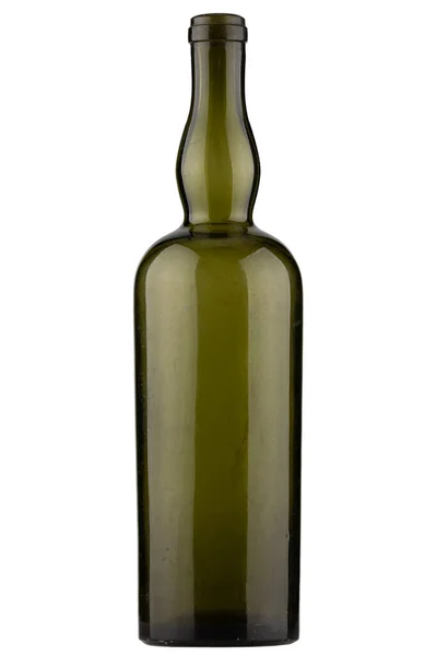 白色背景隔离的古董复古绿色玻璃瓶 — 图库照片