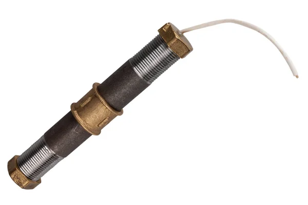 Handmade Pipe Bomb Slow Match Isolated White — Stock Photo, Image