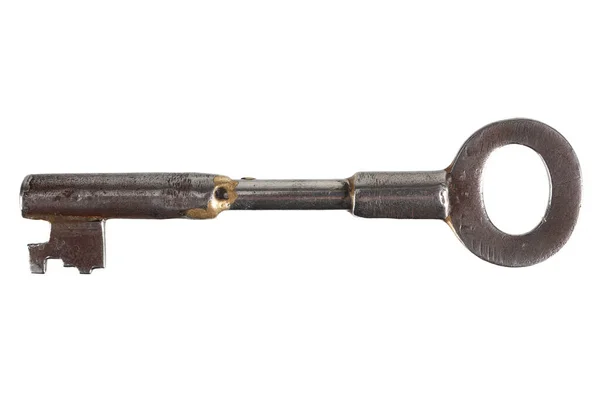 Alter Rostiger Schlüssel Isoliert Auf Weißem Hintergrund — Stockfoto