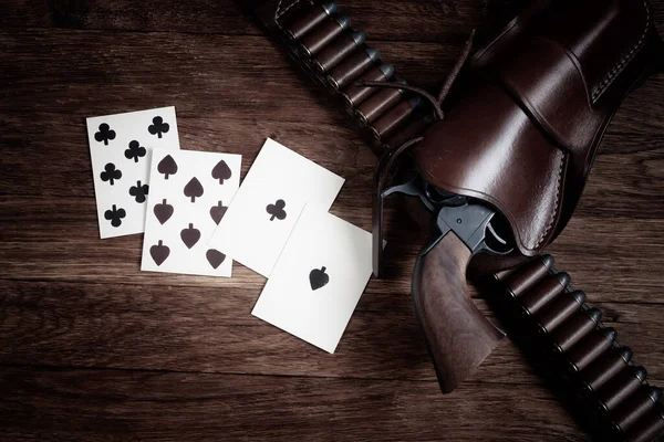 Starý Poker Západě Ruka Mrtvého Muže Dvojice Poker Ruku Skládající — Stock fotografie