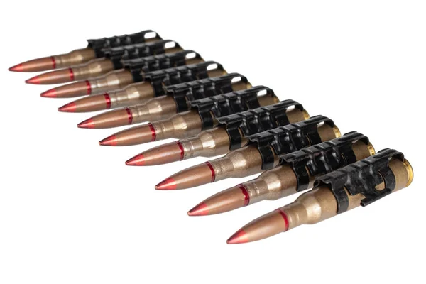 Ammunition Belt 7Mm Cartridges Heavy Machine Gun Dshk Used Former — Fotografia de Stock