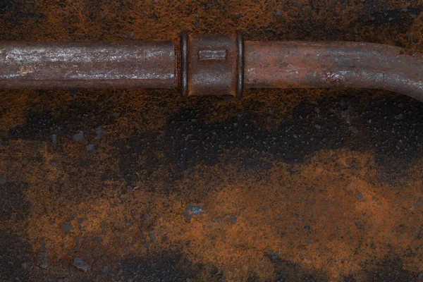 Rusty Valve Pipes Rusty Metal Wall Background — Stok fotoğraf