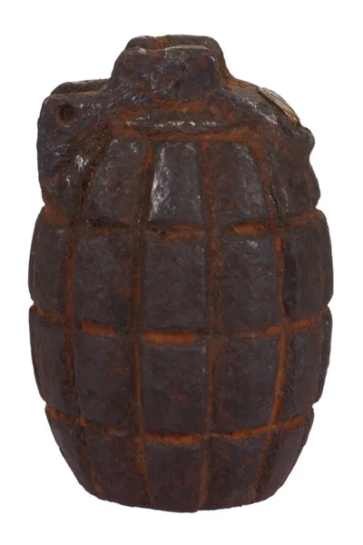 Rusty Hand Grenade Wwi Era Isolated White Background — Fotografia de Stock