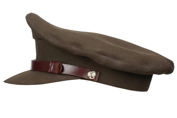 イギリス陸軍Www1 Ww2時代のピークキャップ ピーク帽子 サービスキャップ 兵舎カバーまたは組み合わせキャップ 白の背景に隔離 — ストック写真