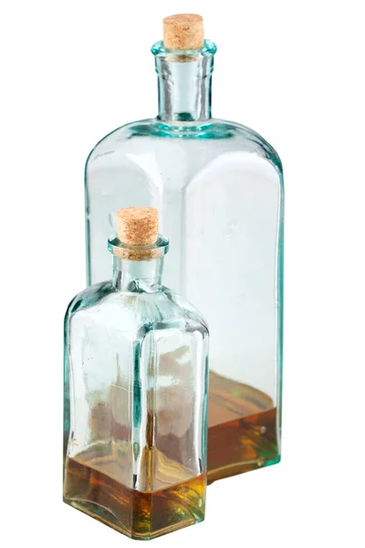 Old West Whiskey Bottles Isolated White Background Royalty Free Stock Images