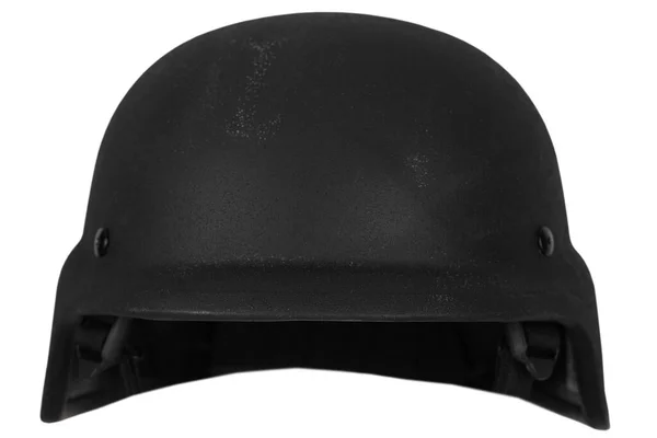 黒弾道ケブラー軍事用ヘルメット 白地に隔離された — ストック写真