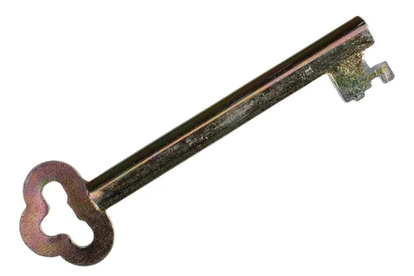 Παλιό Σκουριασμένο Κλειδί Απομονωμένο Λευκό Φόντο — Φωτογραφία Αρχείου
