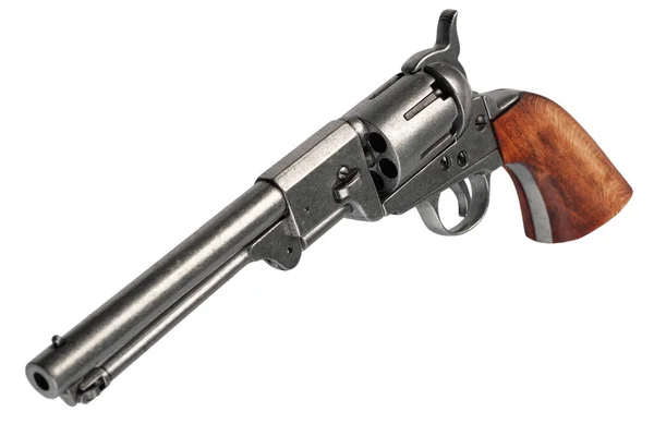 Eski Batı Ateşli Silahı Colt Dragoon Revolver Beyaz Arkaplanda Izole — Stok fotoğraf
