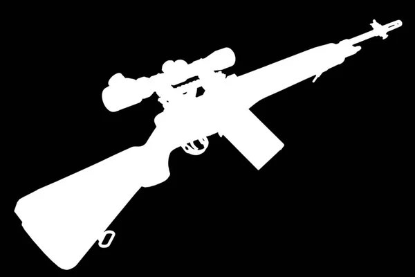 M14 Baseado Rifle Sniper Silhueta Branca Fundo Preto — Fotografia de Stock