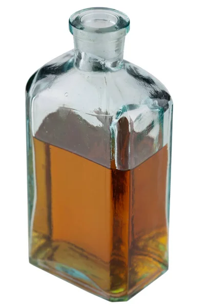 Oude West Whiskey Fles Geïsoleerd Witte Achtergrond — Stockfoto
