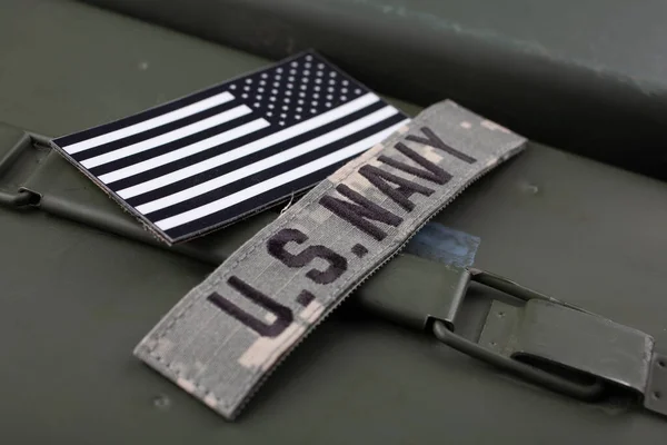 Usa Navy Branch Taśma Flagą Narodową Usa Łatka Zieloną Amunicję — Zdjęcie stockowe