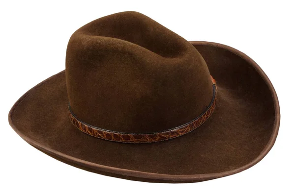 古老的西棕色牛仔帽 白色孤立 — 图库照片