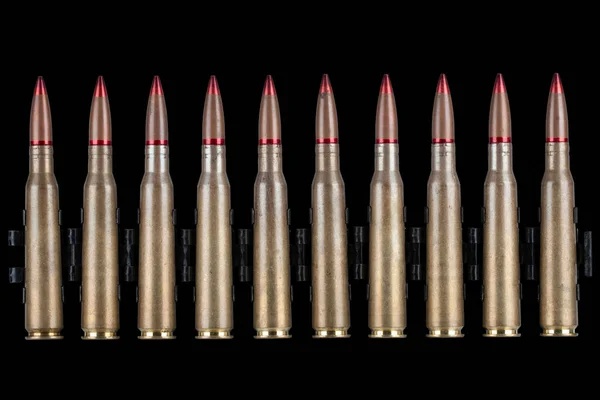 Munitionsgürtel Mit 7Mm Cal Patronen Für Schweres Maschinengewehr Dshk Das — Stockfoto