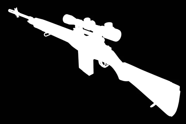 M14 Base Fusil Sniper Silhouette Blanche Sur Fond Noir — Photo