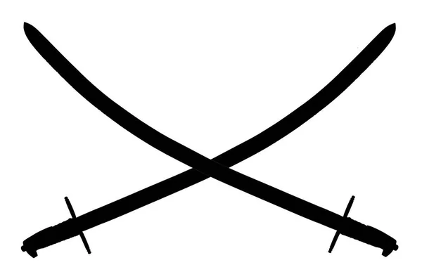 Das Säbelschwert Kreuzte Das Emblem Gekreuztes Polnisches Säbelschwert Schwarze Silhouette — Stockfoto