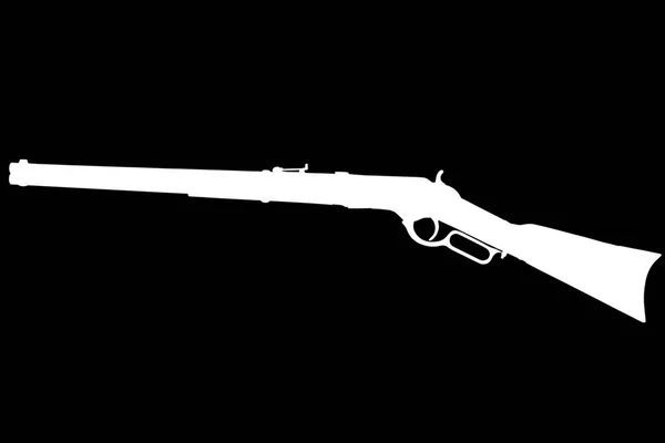 老西部时期 40温彻斯特杠杆式重复来复枪M1866黑色背景白色轮廓 — 图库照片