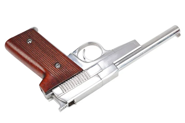 Vintage Retro Handgun Isolated White Background — 스톡 사진