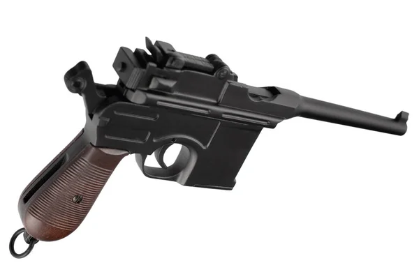 Esercito Tedesco Epoca Guerra Pistola Modello 1896 Isolato Sfondo Bianco — Foto Stock
