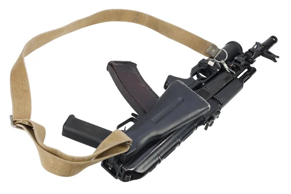 Сучасна Карашникова Гвинтівка 45X39 74M Гранатометом Під Стволом Ізольована Білому — стокове фото