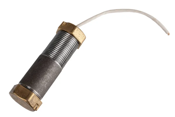 Handgemaakte Pipe Bomb Met Langzame Match Geïsoleerd Wit — Stockfoto