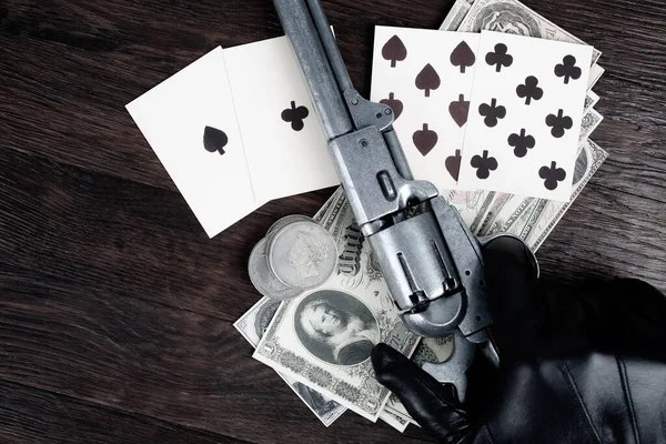 Halott Ember Keze Két Pár Póker Kéz Áll Fekete Ászok — Stock Fotó