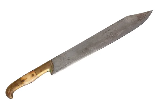 Ρετρό Vintage Κυνηγετικό Μαχαίρι Απομονώνονται Λευκό Φόντο — Φωτογραφία Αρχείου