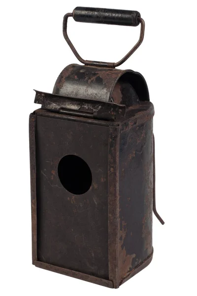 Old Retro Candle Tin Lantern Isolated White Background — Stok fotoğraf