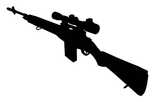 M14ベースの狙撃ライフルブラックシルエット — ストック写真