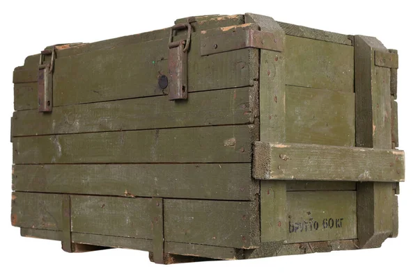 Soviet Army Ammunition Green Crate Isolated White Background Text Russian — Stock Photo, Image