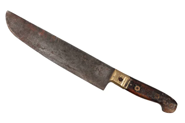 Beyaz Arka Planda Izole Edilmiş Antika Avcı Bıçağı — Stok fotoğraf