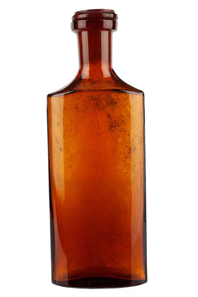 Botella Vidrio Marrón Boticario Vintage Retro Aislada Sobre Fondo Blanco —  Fotos de Stock