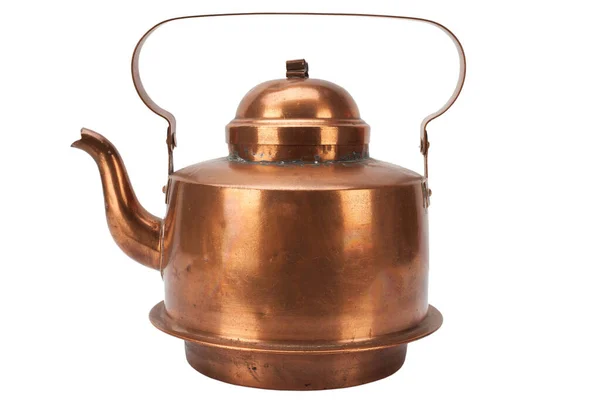 Vintage Antique Copper Teapot Isolated White Background — Stock Photo, Image
