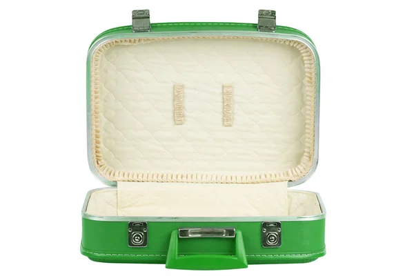 Vintage Πράσινη Βαλίτσα Απομονωμένη Λευκό Φόντο — Φωτογραφία Αρχείου