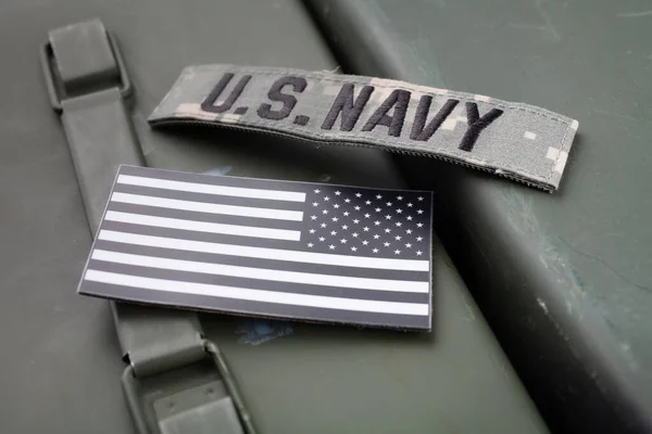 Usa Navy Branch Taśma Flagą Narodową Usa Łatka Zieloną Amunicję — Zdjęcie stockowe