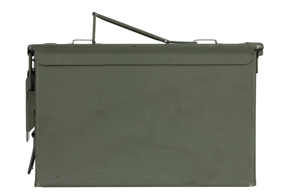 Americká Armáda Zelený Kov Munice Box Pro Náboje Izolované Bílém — Stock fotografie