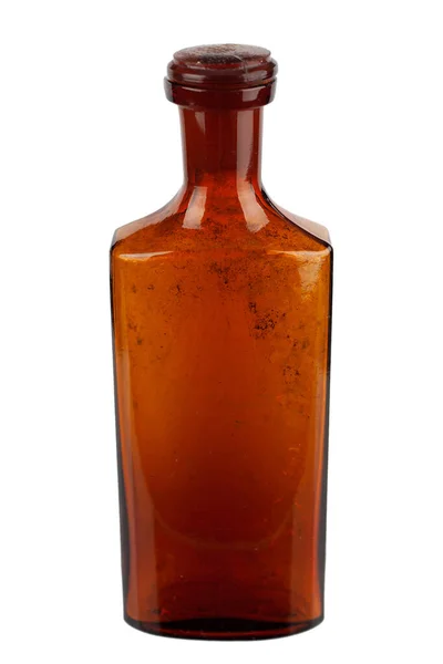 Retro Vintage Apotheke Braune Glasflasche Isoliert Auf Weißem Hintergrund — Stockfoto