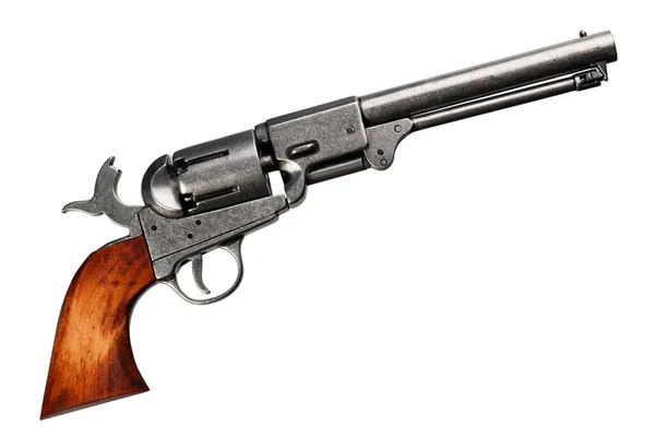 Old West Firearm Colt Dragoon Revolver Aislado Sobre Fondo Blanco — Foto de Stock