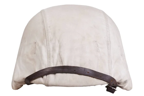 Německá Nacistická Vojenská Helma Bílým Maskovacím Krytem Typ Zimy Přilba — Stock fotografie