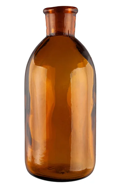 Retro Vintage Apotheke Braune Glasflasche Isoliert Auf Weißem Hintergrund — Stockfoto