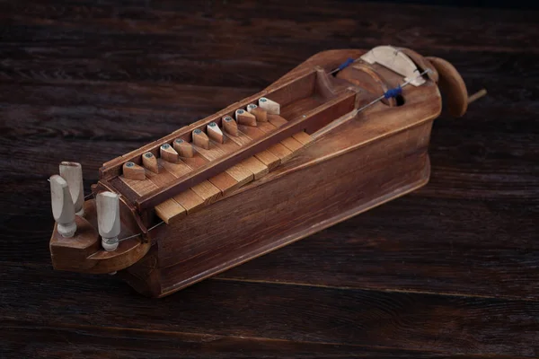 Hurdy Gurdy Strenget Musikinstrument Træbordet - Stock-foto
