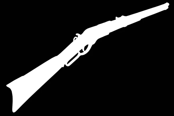 老西部时期 40温彻斯特杠杆式重复来复枪M1866黑色背景白色轮廓 — 图库照片