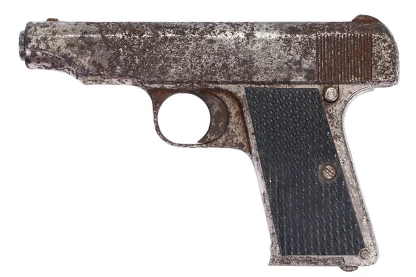 Vecchia Pistola Arrugginita Vintage Isolata Bianco — Foto Stock