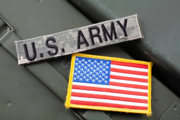 Army Gren Tejp Med Nationell Amerikansk Flagga Patch Grön Ammo — Stockfoto