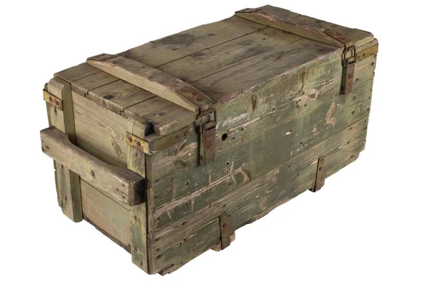 Деревянный Ящик Армейских Боеприпасов Изолированный Белом Фоне — стоковое фото