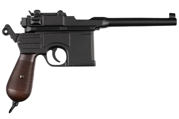 Niemiecka Armia Wojny Światowej Pistolet Model 1896 Izolowane Białym Tle — Zdjęcie stockowe