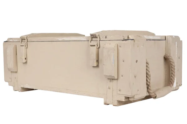 Army Ammunition Yellow Crate Isolated White Background — Stock Photo, Image